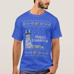 Funny Hanukkah Ugly Sweater Jewish Gift Llama Llam T-shirt