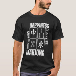 Funny Happiness speelt Mahjong Retro T-shirt