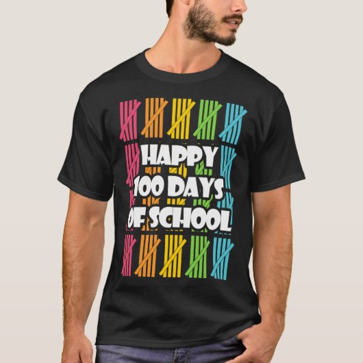 Funny Happy 100 Days Of School Apparel, Hash Marks T-shirt (Voorkant)