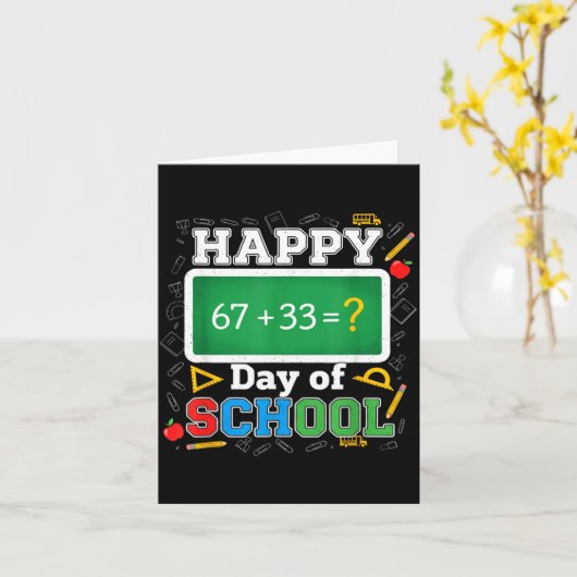 Funny Happy 100 Days Of School Math Teacher Six Se Kaart (Gele Bloem)