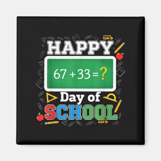 Funny Happy 100 Days Of School Math Teacher Six Se Magneet (Voorkant)