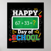 Funny Happy 100 Days Of School Math Teacher Six Se Poster (Voorkant)