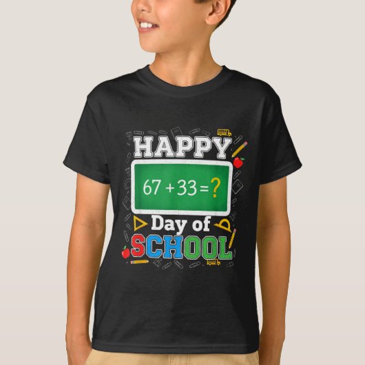 Funny Happy 100 Days Of School Math Teacher Six Se T-shirt (Voorkant)