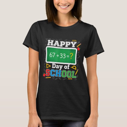 Funny Happy 100 Days Of School Math Teacher Six Se T-shirt (Voorkant)