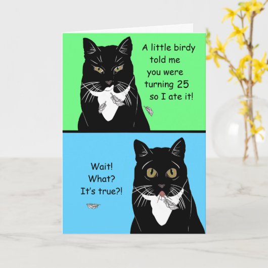 Funny Happy 25th Birthday Kaart (Gele Bloem)