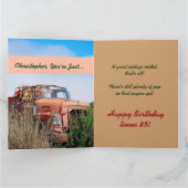 FUNNY Happy 85th Birthday  Oranje Truck V01 Kaart (Binnen)