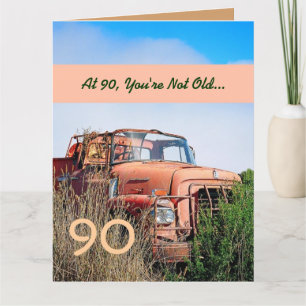FUNNY Happy 90th Birthday -  Oranje vrachtwagen 2 Kaart