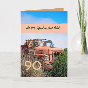 FUNNY Happy 90th Birthday -  Oranje vrachtwagen Kaart