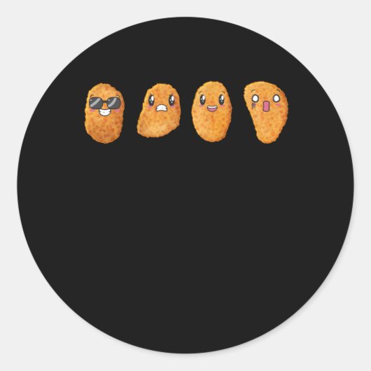 Funny Happy Angry Food Chicken Nuggets Ronde Sticker (Voorkant)