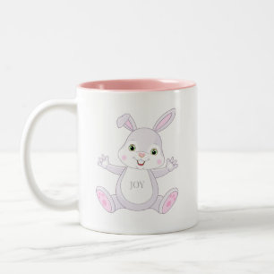 Funny Happy Baby Paasbunny & Heart Tweekleurige Koffiemok