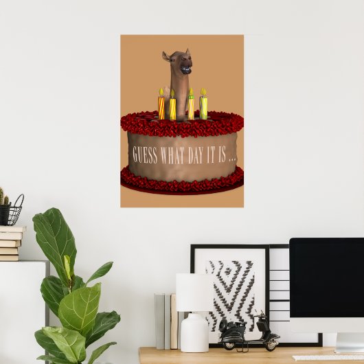 Funny Happy Birthday Camel Poster (Thuiskantoor)