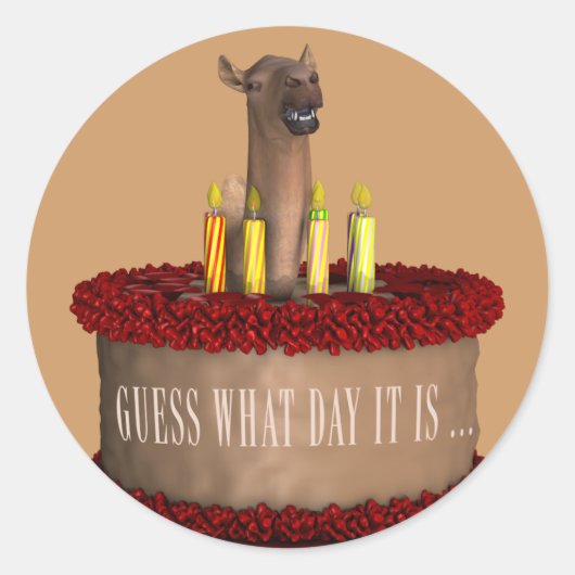 Funny Happy Birthday Camel Ronde Sticker (Voorkant)