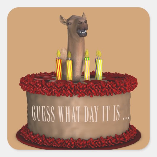 Funny Happy Birthday Camel Vierkante Sticker (Voorkant)