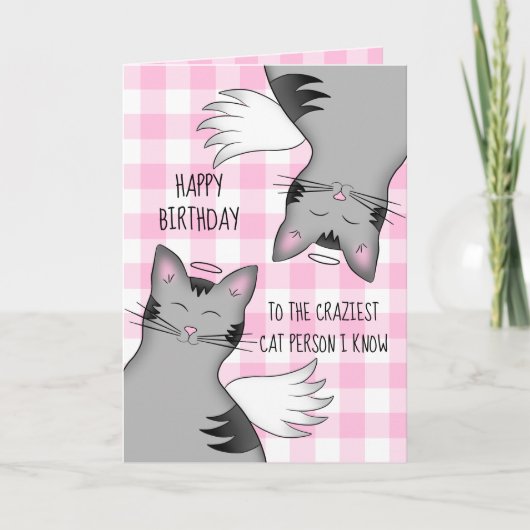 Funny happy birthday cartoon style angel cats kaart (Voorkant)