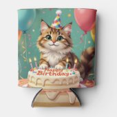 Funny happy birthday cat blikjeskoeler (Voorkant)