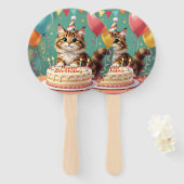 Funny happy birthday cat handwaaier (Voorkant en achterkant)