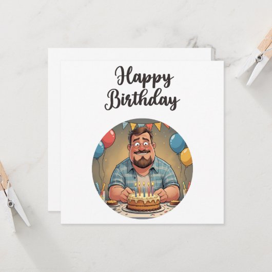 Funny Happy Birthday Dad Kaart (Voorkant / Achterkant in situ)