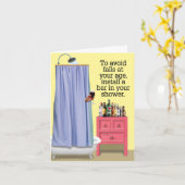 Funny Happy Birthday Kaart - Douche Bar (Gele Bloem)