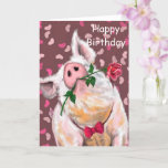 Funny Happy Birthday Kaart met Gentleman Pig<br><div class="desc">Gentleman Pig Funny Birthday Cards - MIGNED Painting and Design - of voeg Jouw tekst / Naam toe</div>