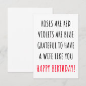 Funny Happy Birthday kaart met wensen voor vrouw (Voorkant / Achterkant)