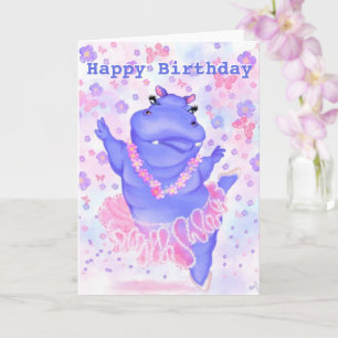 Funny Happy Birthday Kaart Prima Ballerina Hippo