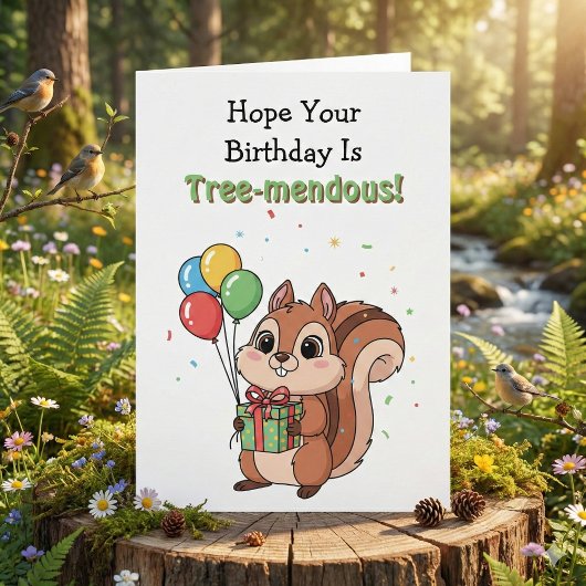 Funny Happy Birthday Squirrel Pun Kaart