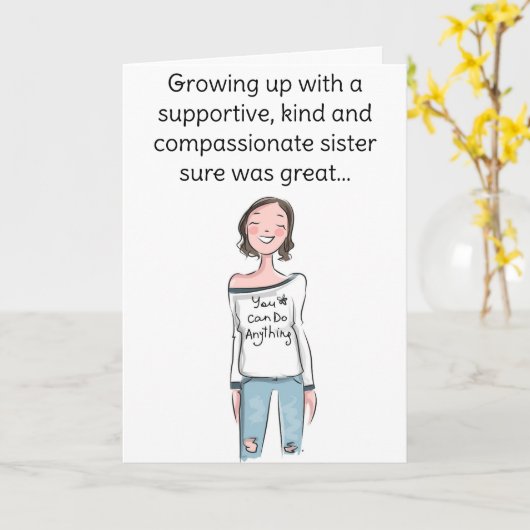 Funny Happy Birthday zuster Kaart (Gele Bloem)