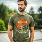 Funny Happy Camper Cartoon met Jouw naam T-shirt