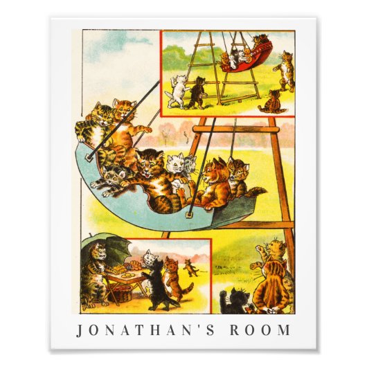 Funny Happy  Cats Kittens Kinder kamer Decor Foto Afdruk (Voorkant)