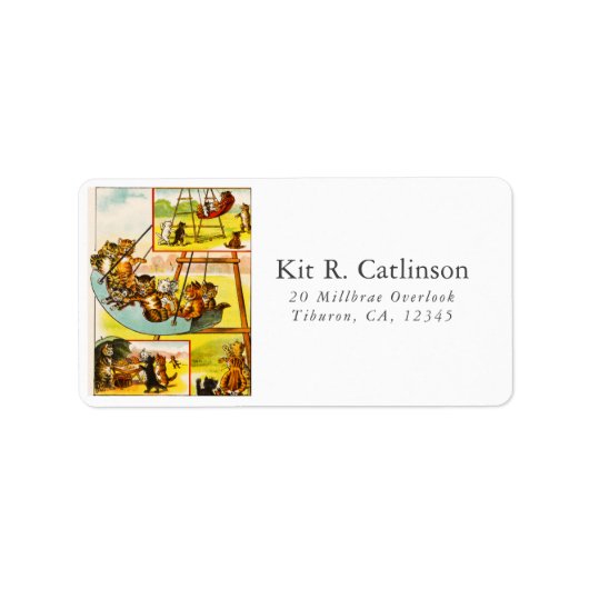 Funny Happy Cats Kittens Speeltuin Swing Etiket (Voorkant)