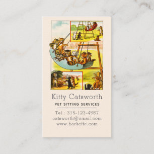 Funny Happy  Cats Kittens Speeltuin Swing Visitekaartje