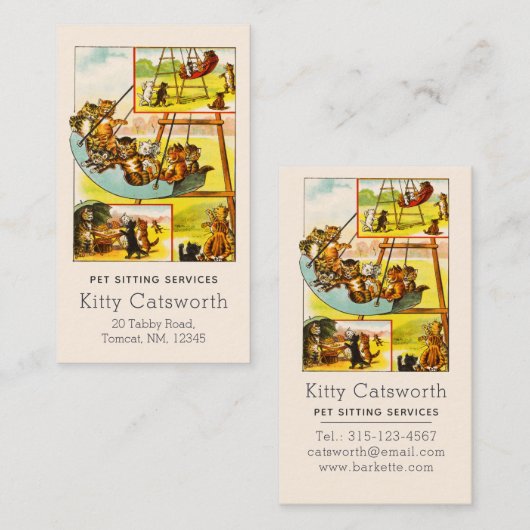 Funny Happy Cats Kittens Speeltuin Swing Visitekaartje (Voorkant / Achterkant)