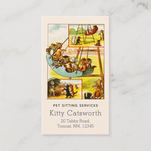 Funny Happy  Cats Kittens Speeltuin Swing Visitekaartje (Voorkant)