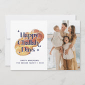 Funny Happy Challah Days Hanukkah Aangepaste foto Feestdagenkaart (Voorkant)