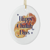 Funny Happy Challah Days Hanukkah Waterverf Keramisch Ornament (Rechts)