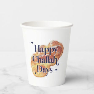 Funny Happy Challah Days Hanukkah Waterverf Papieren Bekers