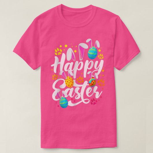 Funny Happy Easter Easter Eggs With Easter Bunny R T-shirt (Design voorkant)