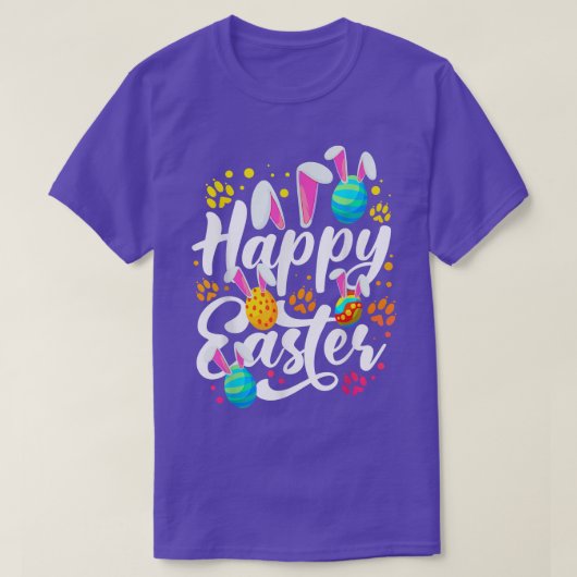 Funny Happy Easter Easter Eggs With Easter Bunny R T-shirt (Design voorkant)