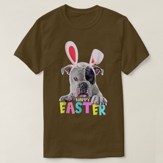 Funny Happy Easter English Bulldog Bunny Pet Lover T-shirt (Design voorkant)