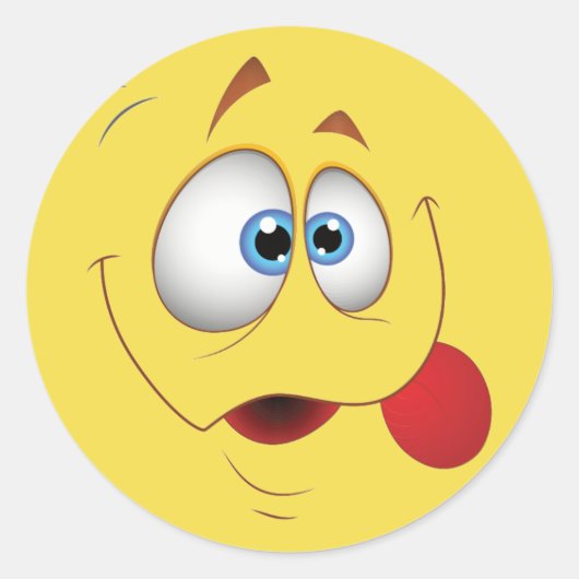 Funny Happy Face Blue Eyes Ronde Sticker (Voorkant)