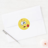 Funny Happy Face Blue Eyes Ronde Sticker (Envelop)