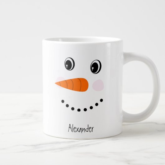 Funny Happy Face Snowman-Kerstmis Hot Coco Latte Grote Koffiekop (Rechts)