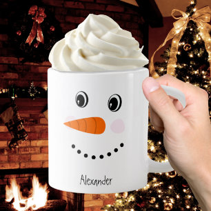 Funny Happy Face Snowman-Kerstmis Hot Coco Latte Grote Koffiekop