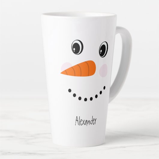 Funny Happy Face Snowman-kerstwarme Coco Latte Mok (Rechterhoek)