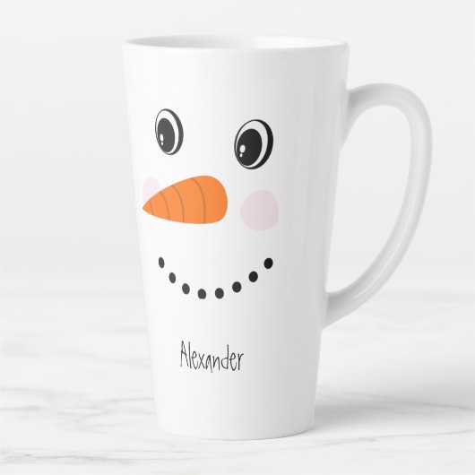 Funny Happy Face Snowman-kerstwarme Coco Latte Mok (Rechts)