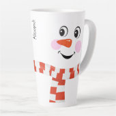 Funny Happy Face Snowman Winter Scarf Hot Cocoa Latte Mok (Rechterhoek)