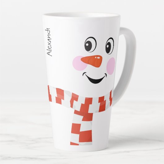 Funny Happy Face Snowman Winter Scarf Hot Cocoa Latte Mok (Rechterhoek)