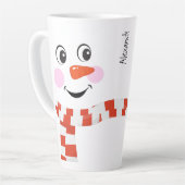Funny Happy Face Snowman Winter Scarf Hot Cocoa Latte Mok (Linkerhoek)