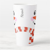 Funny Happy Face Snowman Winter Scarf Hot Cocoa Latte Mok (Voorkant)
