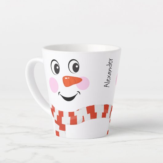 Funny Happy Face Snowman Winter Scarf Hot Cocoa Latte Mok (Linkerhoek)